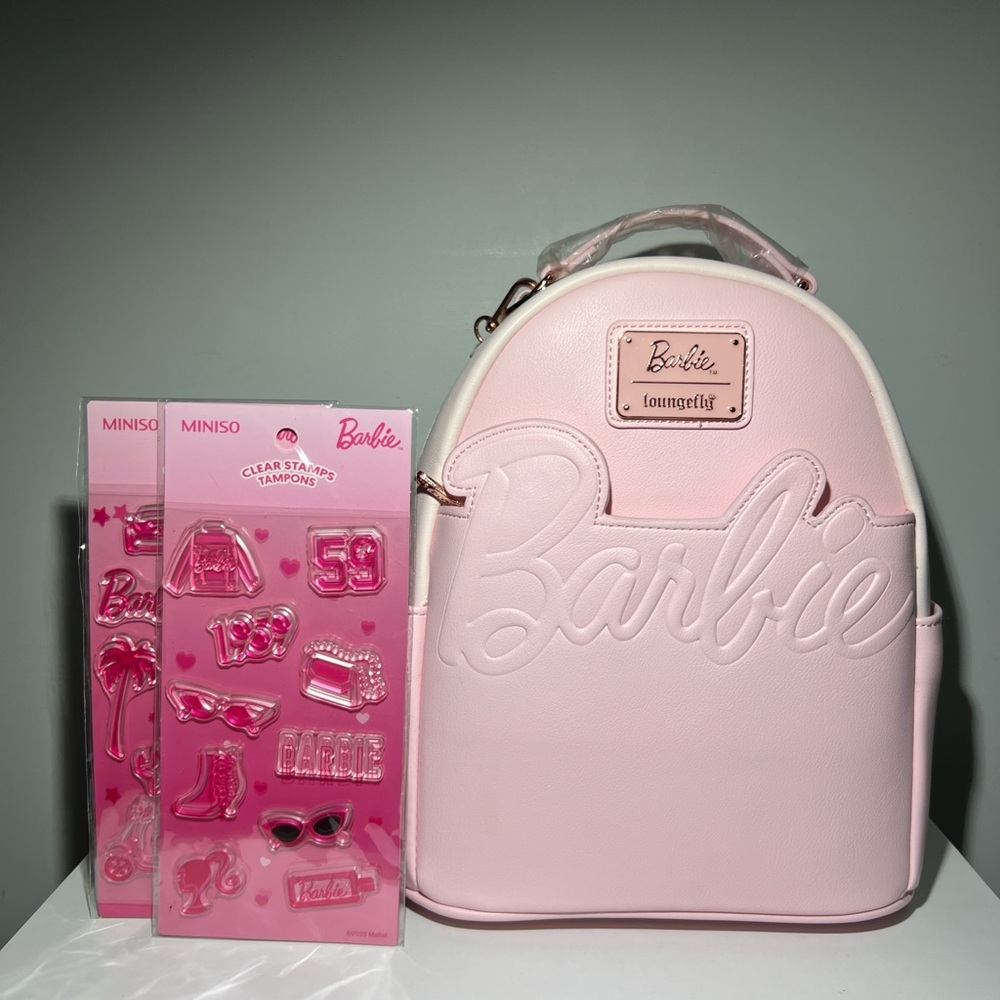 NWT Loungefly Barbie Convertible Mini Backpack
+ MINISO Barbie Bubble Stickers